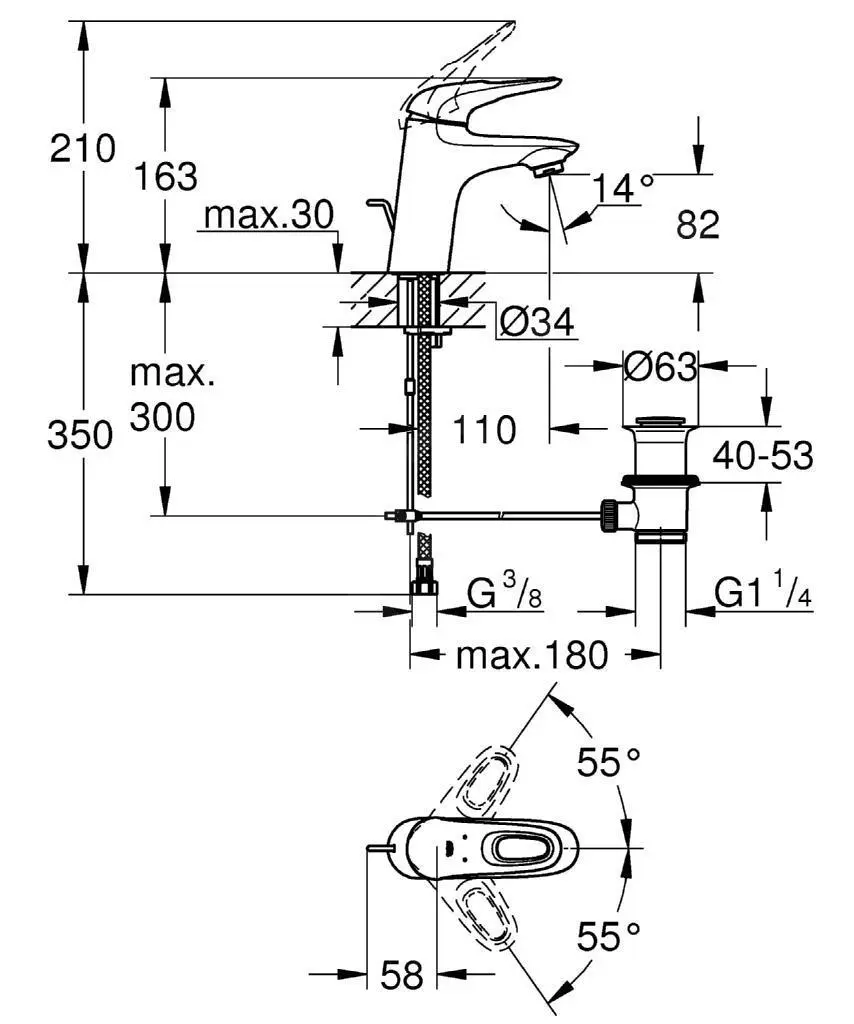 Grohe Eurostyle - Grifo Monomando De Lavabo S, Cromo 33558003 - Imagen 2