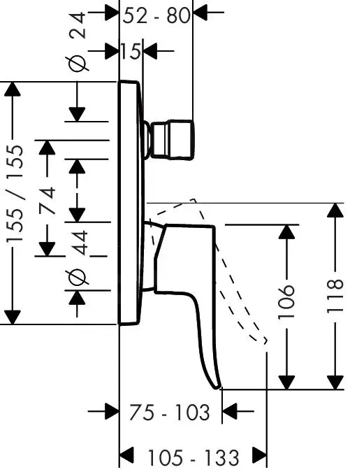 Hansgrohe Metris New - Grifo De Bañera Empotrado, Cromo 31454000 - Imagen 2