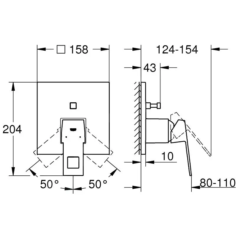 Grohe Eurocube - Grifo Empotrado Para 2 Dispositivos, Supersteel 24062DC0 - Imagen 2