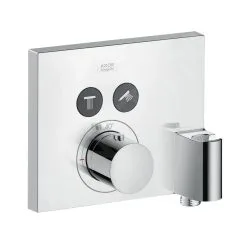 Axor ShowerSelect - Termostato Square Empotrado Para 2 Dispositivos Con Unidad FixFit Y Soporte, Cromo 36712000