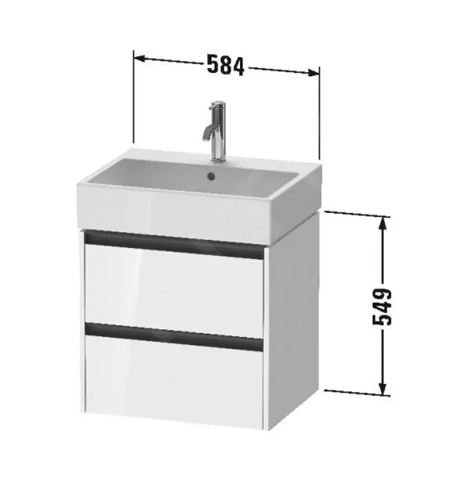 Duravit Ketho.2 - Mueble De Lavabo 549x584x460 Mm, 2 Cajones, Grafito Mate K25275049490000 - Imagen 2