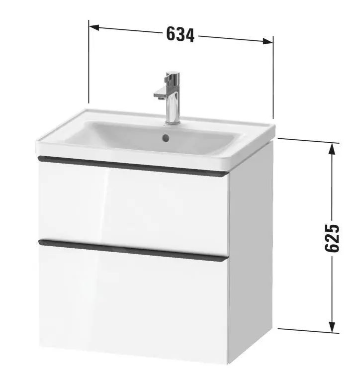 Duravit D-Neo - Mueble De Lavabo 634x625x452 Mm 2 Cajones, Blanco Brillante DE435402222 - Imagen 2