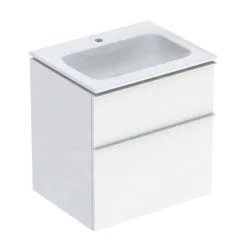 Geberit ICon - Mueble Con Lavabo, 60x48x63 Cm, 2 Cajones, KeraTect, Blanco Brillante 502.331.01.1