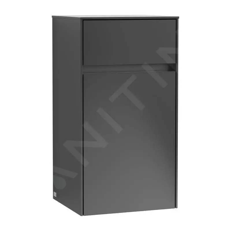 Villeroy & Boch Collaro - Armario Lateral, 404x748x349 Mm, 1 Puerta, Bisagras A La Izquierda, Negro Mate C03200PD