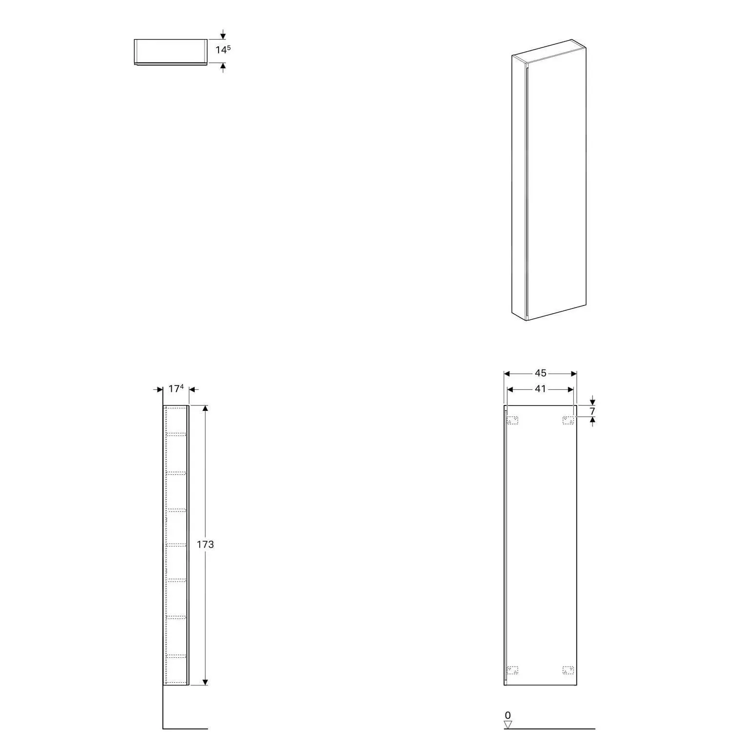 Geberit Acanto - Armario Alto 1730x450 Mm, Negro 500.637.16.1 - Imagen 2