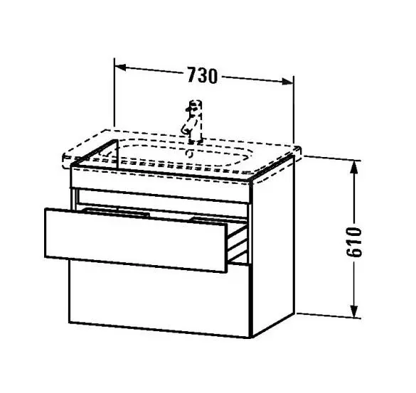 Duravit DuraStyle - Armario De Lavabo 610x730x448 Mm, 2 Cajones, Blanco Brillante DS648102222 - Imagen 2