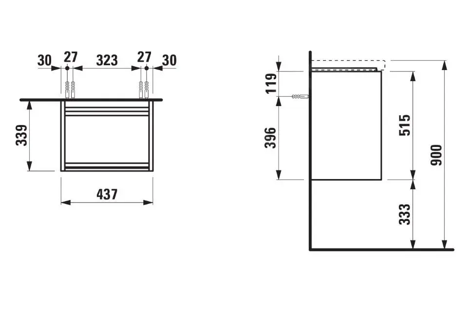 Laufen Lani - Mueble De Lavabo 44x34x52 Mm, 1 Puerta, Bisagras A La Izquierda, Roble H4035011122671 - Imagen 2
