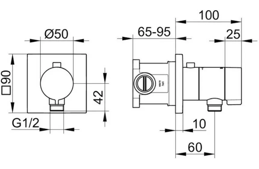 Keuco IXMO - Grifo Termostático Empotrado De Ducha "SOLO" Con Cuerpo De Montaje, Cromo 59554010022 - Imagen 2