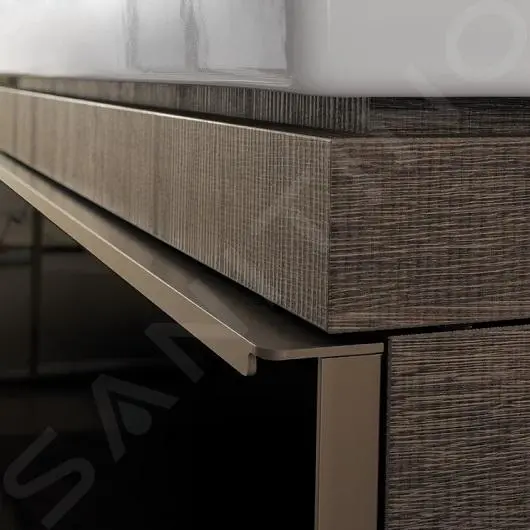 Geberit Citterio - Armario Bajo El Lavabo 560 Mm Sobre La Encimera, Con Superficie De Almacenamiento, Negro Brillante/roble Gris Marrón 500.565.JJ.1 - Imagen 3