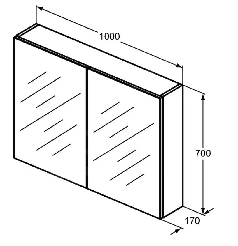 Ideal Standard Mirror&Light - Armario Con Espejo Con Iluminación LED Y Enchufe, 1000x700 Mm, Aluminio T3498AL - Imagen 2