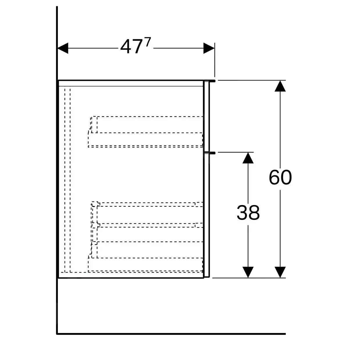 Geberit ICon - Mueble Lateral, 450x600x477 Mm, Platino Brillante 840047000 - Imagen 3