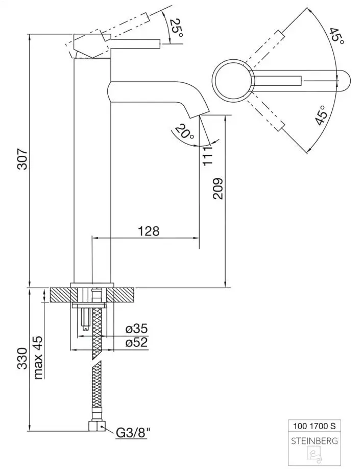 Steinberg 100 - Grifo De Lavabo, Cromo 100 1700 - Imagen 2