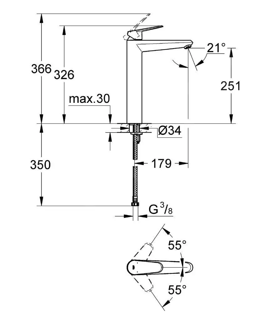 Grohe Eurodisc Cosmopolitan - Grifo De Lavabo, Cromo 23432000 - Imagen 2