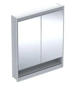 Geberit ONE - Mueble Con Espejo Con Iluminación LED, 750x900x150 Mm, 2 Puertas, Con Nicho, Empotrable, Aluminio 505.822.00.1