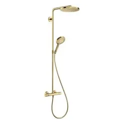 Hansgrohe Raindance Select S - Conjunto De Ducha Showerpipe Con Termostato, 1jet, Aspecto De Oro Pulido 27633990