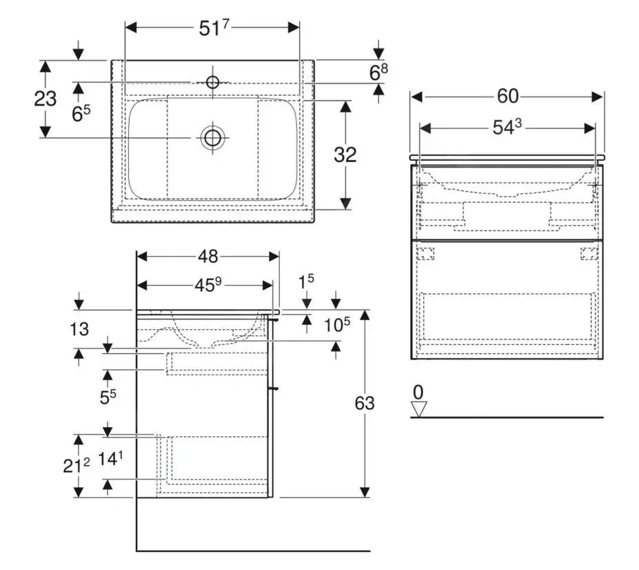 Geberit ICon - Mueble Con Lavabo, 600x630x480 Mm, KeraTect, Blanco Brillante 502.331.01.2 - Imagen 2
