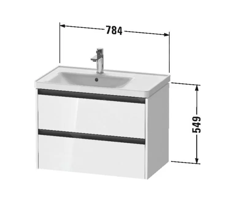 Duravit Ketho.2 - Mueble De Lavabo 549x784x455 Mm, 2 Cajones, Grafito Mate K25286049490000 - Imagen 2