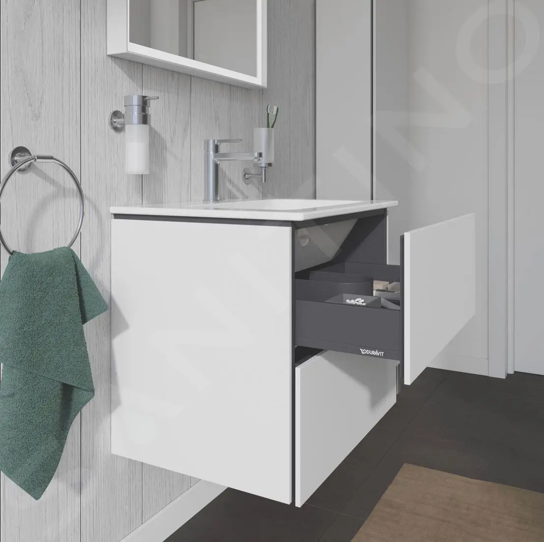 Duravit L-Cube - Mueble De Lavabo 550x620x481 Mm, 2 Cajones, Blanco Mate LC624001818 - Imagen 4