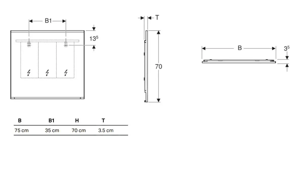Geberit Option - Espejo Con Iluminación LED Y Calefacción, 750x700 Mm 501.072.00.1 - Imagen 2