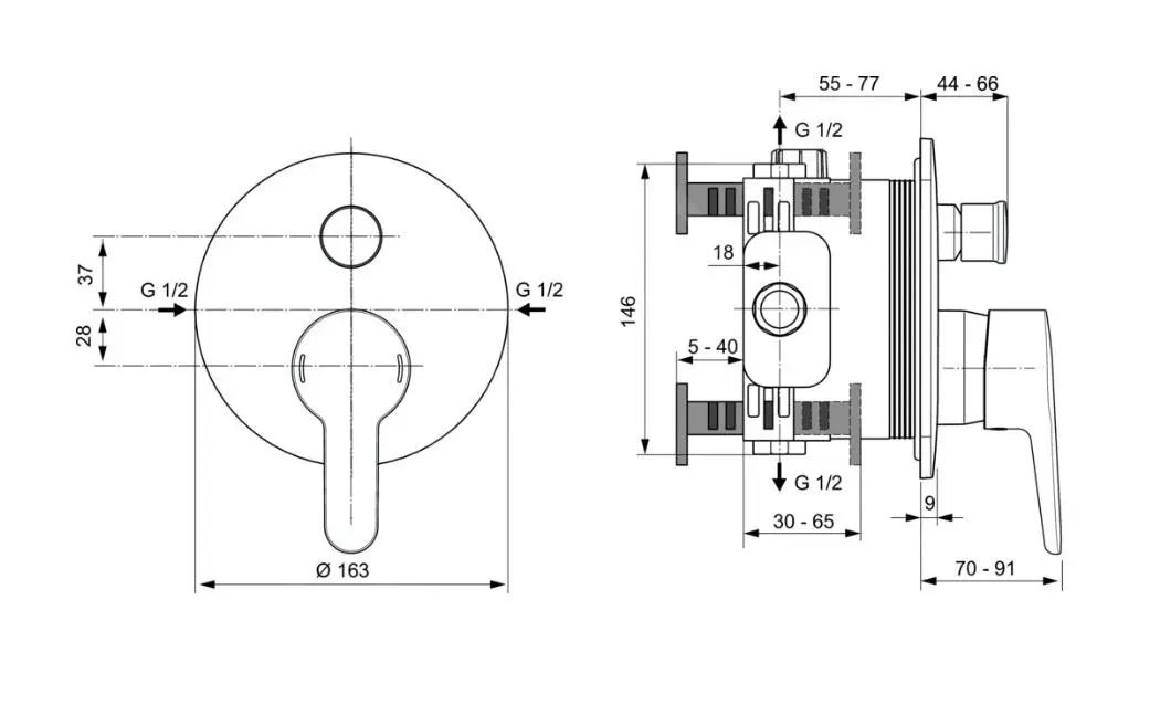 Ideal Standard Ceraplus II - Grifo De Bañera Empotrado, Cromo A6866AA - Imagen 2