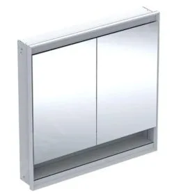 Geberit ONE - Mueble Con Espejo Con Iluminación LED, 900x900x150 Mm, 2 Puertas, Con Nicho, Empotrable, Aluminio 505.823.00.1